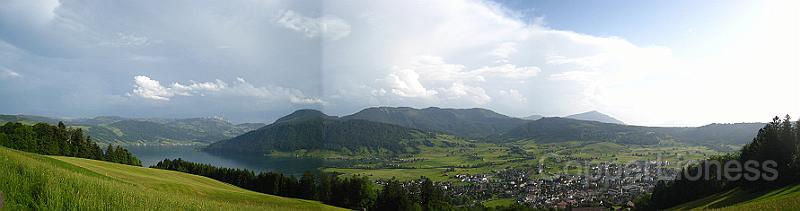 IMG_4950.JPG - The panorama from the top of the hill behind the farm, with the Alps in the distance.