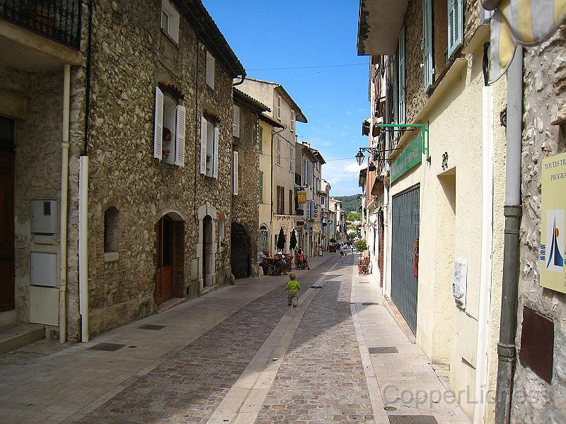 IMG_5148.JPG - Liam running away, again, down the streets of la-Colles-sur-Loup on Saturday morning.
